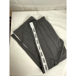 Women’s PINK Victorias Secret Basketball Track Pants Sz L Black Training Workout